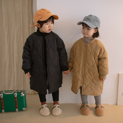 Children's Korean-style medium-length cotton coat for autumn and winter, unisex, fashionable, with cotton padding, trendy baby jacket