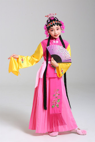 Children's opera dance costumes, including Xiaohongniang, Xiaohuadan, and Qiaohuadan, for dramatic performance, traditional Chinese opera attire.