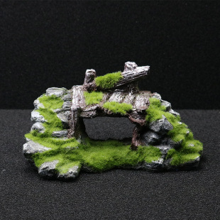 Fish tank landscaping decoration Rockery stone Moss simulation water grass landscaping small bridge turtle tank sunstand landscaping fish and shrimp avoidance