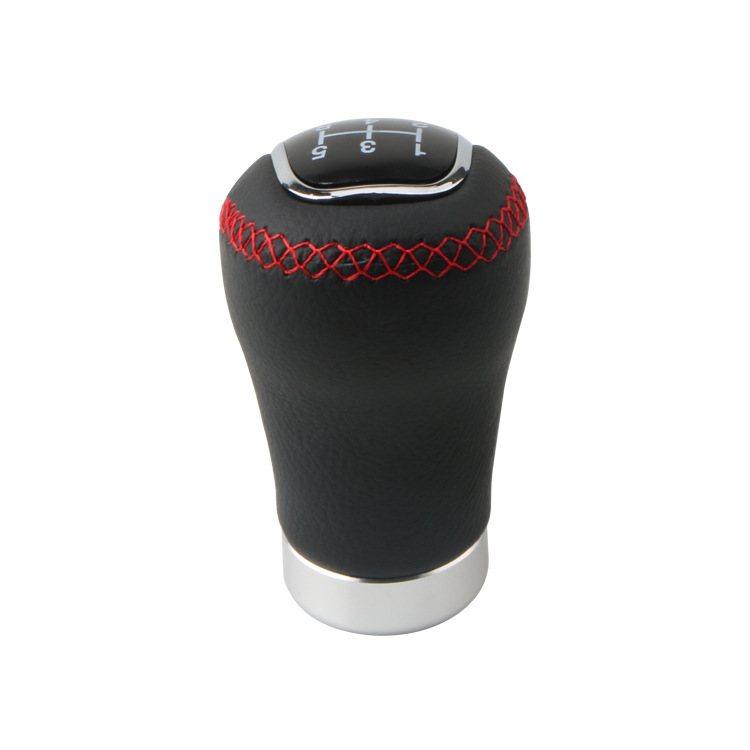 Pomo de palanca de cambios de cuero PU modificado con cabeza de palanca de cuero genuino y 3 superficies de cambio para modificar la palanca de cambios del coche. image 5