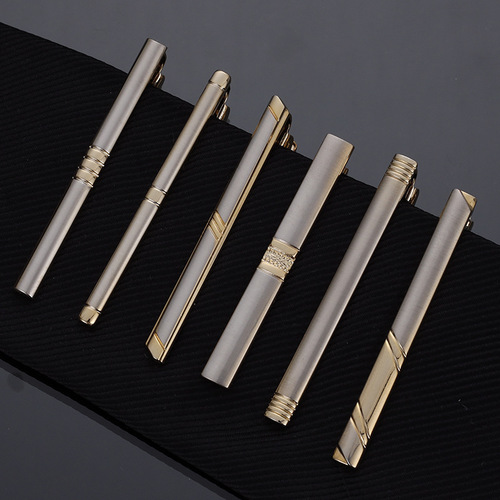 Men's simple silver narrow tie clips 28 personalized two-color gold tie clips Gold and silver electroplated tie clips