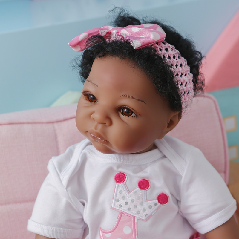 Reborn bebé negro muñeca afroamericana muñeca realista suave