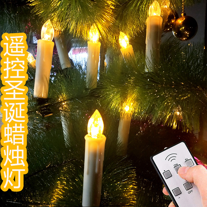 Control remoto electrónico vela lámpara de cristal cabeza Halloween decoración del hogar vela árbol de Navidad clip vela adornos transfronterizos
