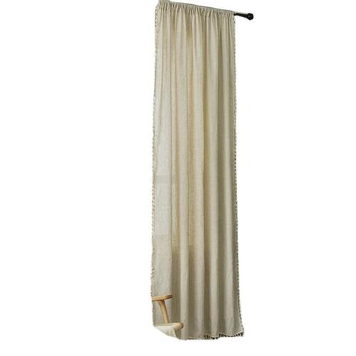 Le Xu Show Amazon Best Selling Semi-Darkening Bedroom Curtains, Ready-Made Polyester Linen Solid Color Simple Tassel Kitchen Curtain Wholesale