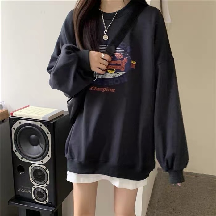 Super Popular Round Neck Sweatshirt for Women 2025 Autumn New Korean Version Hooded Thin Jacket Student Loose Top for Women