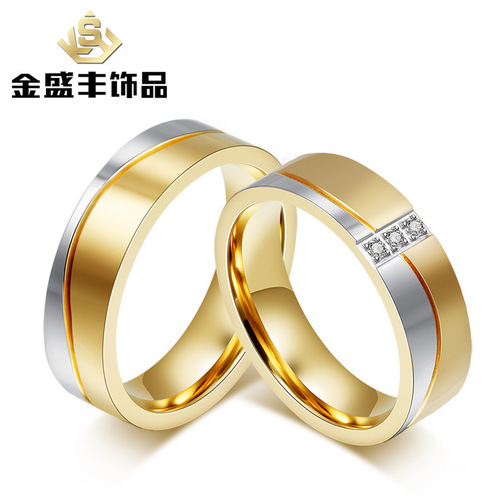 New Korean Style Jewelry Titanium Steel Couple's Ring Zirconia Ring Couple's Matching Rings Accessory Wholesale CR-053