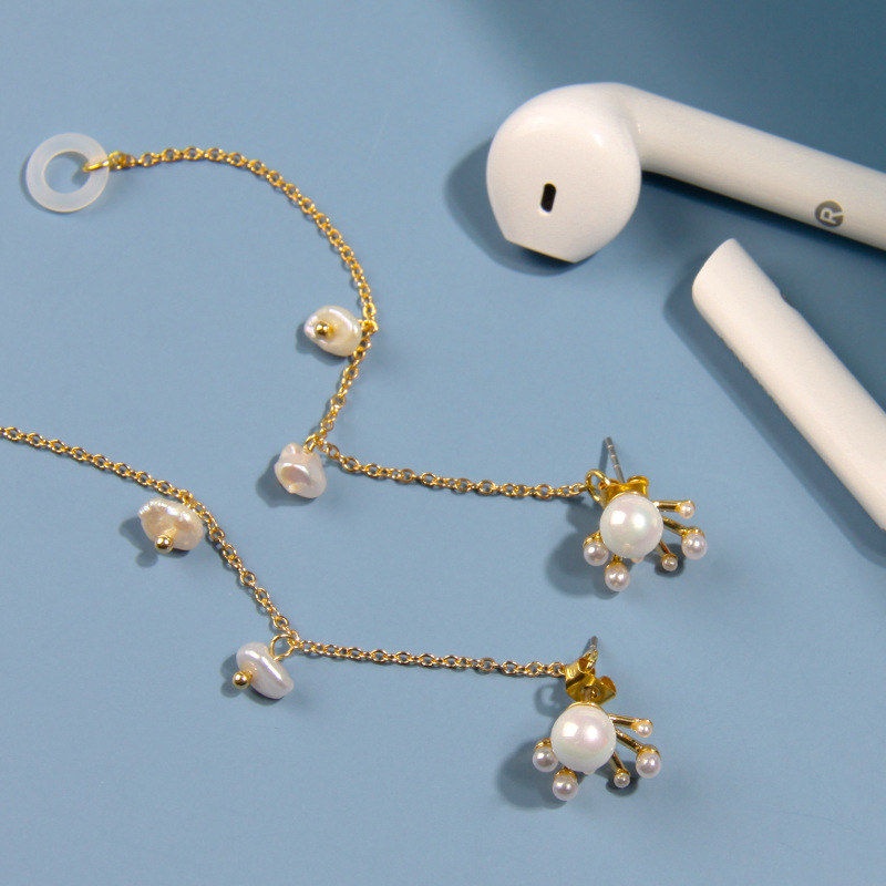 Kenjie aguja de plata auricular bluetooth inalámbrico cadena anti-perdida femenina estilo coreano pendientes frescos diseño original espárragos oreja de moda