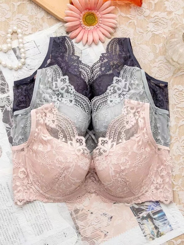 2020 new full lace butterfly beauty back C cup thin Cup sexy Crystal Cup women's underwear bra