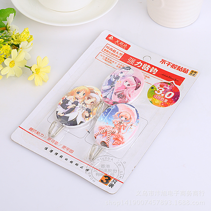 Adhesivo adhesivo mezclado gancho pegajoso gancho de la capa de plástico Lindo gancho de la capa de dibujos animados gancho de la capa de suministro directo de fábrica,