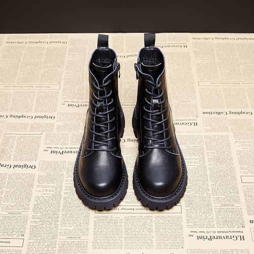Women's boots  autumn and winter new thick-soled short boots British fashion lace-up genuine leather Martin boots boots trend