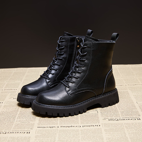 Women's boots  autumn and winter new thick-soled short boots British fashion lace-up genuine leather Martin boots boots trend