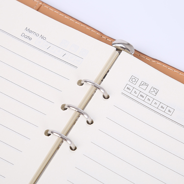 A5 cuaderno de hojas sueltas de negocios personalizado PU de color cambiante superficie de cuero Bloc de notas pluma insertar notebook de oficina logotipo personalizado