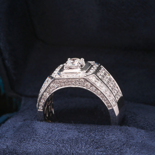 18K gold 50 points G/VS luxury diamond men's ring group inlaid domineering luxury ring wedding ring factory direct sales