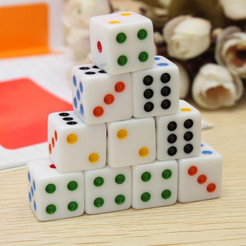Cross-border supply 16# white square corner colored dice, dice, board games, mahjong accessories 1.6CM