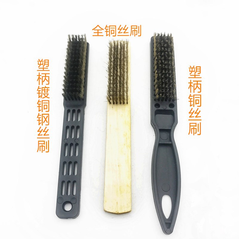 6x16除锈清理木柄铜丝刷，塑柄铜丝刷，镀铜钢丝刷