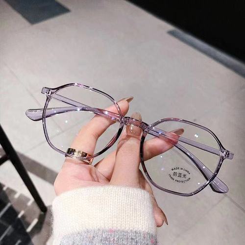 New anti-blue light glasses for women, European and American fashionable polygonal glasses for students, myopia finished glasses frames, trendy styles