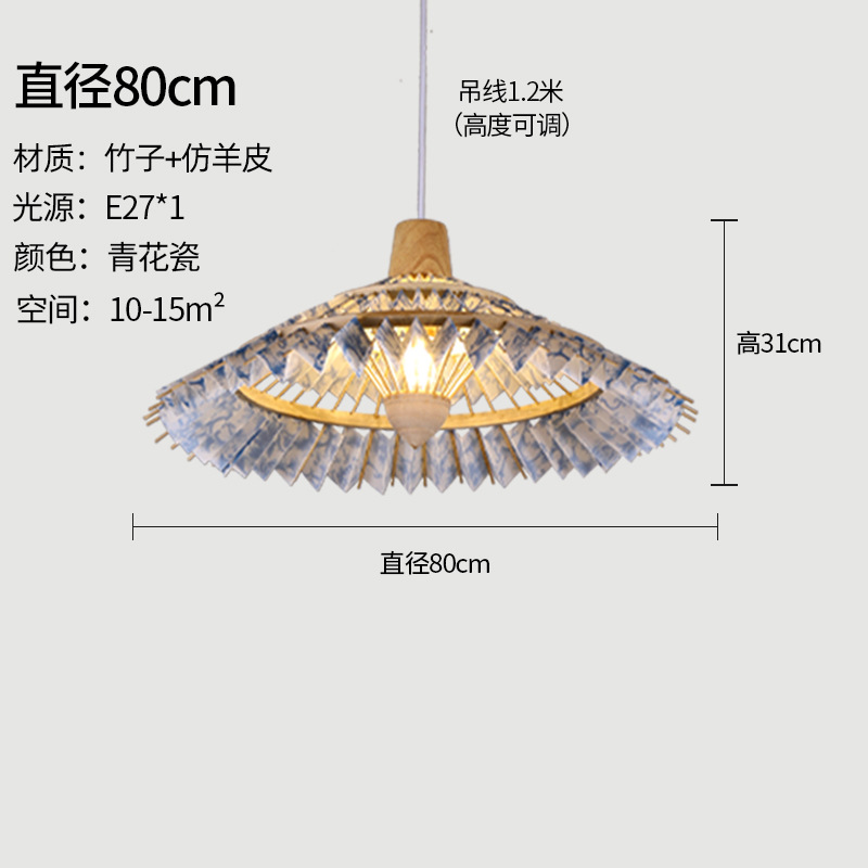 80cm de diámetro porcelana azul y blanca