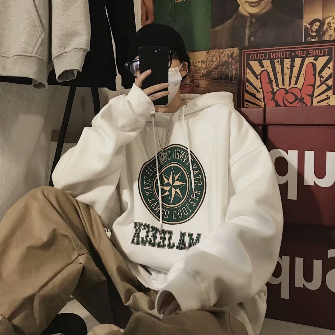 Primavera y otoño suéter de los hombres con capucha marca de moda ins suelta estilo de Hong Kong superior estilo coreano de moda estudiante guapo pareja abrigo