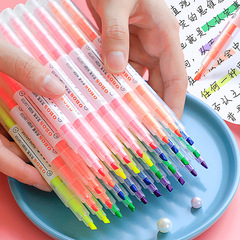 Double-headed fluorescent pen marker pen student use compulsive light-colored marker pen colorful thick line crystal 