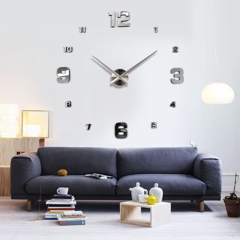 Sala de estar reloj creativo reloj Amazon simple nórdico Reloj de pared europeo y americano grande DIY etiqueta de la pared reloj 3Dclock