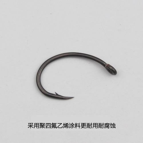 Humpback hook, curved back fishhook, barbed tube with oblique mouth and ring, hardened catfish, European fishing group, carp hair hook, nymph hook