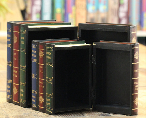 European retro storage props, fake books, office decoration ornaments, model room simulation books, wooden jewelry boxes