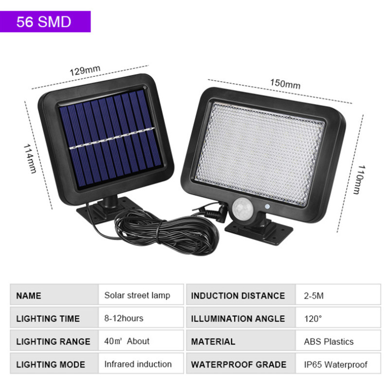56led lámpara de pared de inducción impermeable solar dividida 100COB separación Cuerpo Humano inducción lámpara de jardín lámpara de garaje