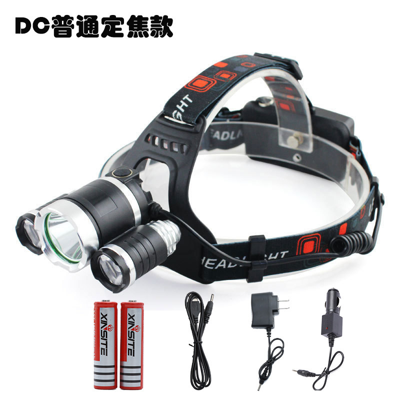 Transfronteriza de enfoque giratorio fuerte luz 3LED Faro de alta potencia de iluminación al aire libre lámpara de pesca nocturna carga T6 faro