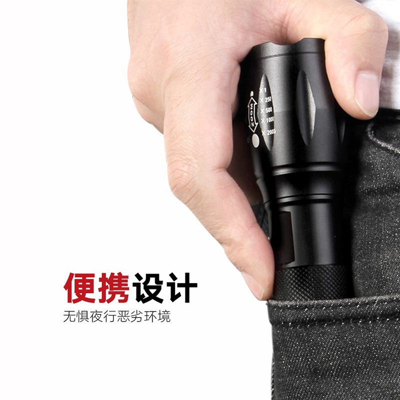 Transfronterizo de segunda clase e-commerce dedicado USB recargable linterna zoom LED de aleación de aluminio linterna cargador