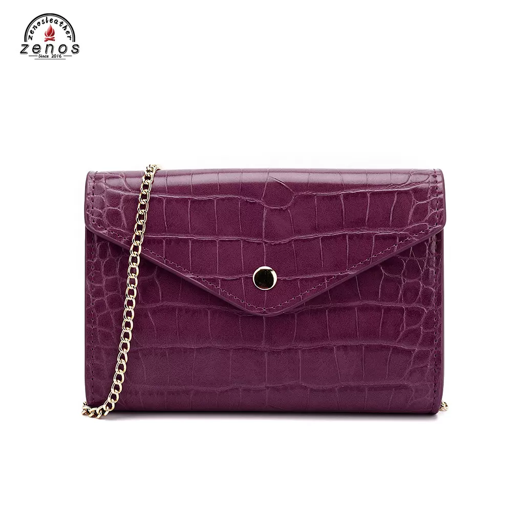 女士多功能带化妆镜插卡零钱包 鳄鱼纹mini化妆包 单肩斜跨小方包