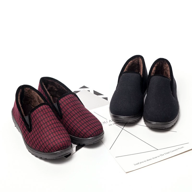 Зимняя хлопковая обувь для матери, удобная теплая обувь из двух хлопка среднего и пожилого возраста, хлопковая обувь, ленивая обувь на длительный срок оптом