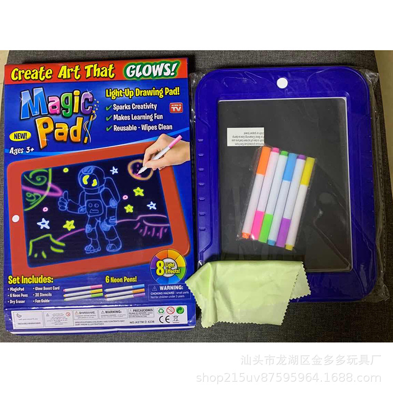 Amazon magicpad 3D tablero de dibujo para niños tablero de escritura fluorescente graffiti traje mágico tablero de dibujo luminoso