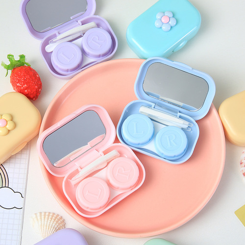 New ins Macaron Contact Lens Box Cartoon Portable Myopia Contact Lens Care Box Girls Color Contact Lens Box