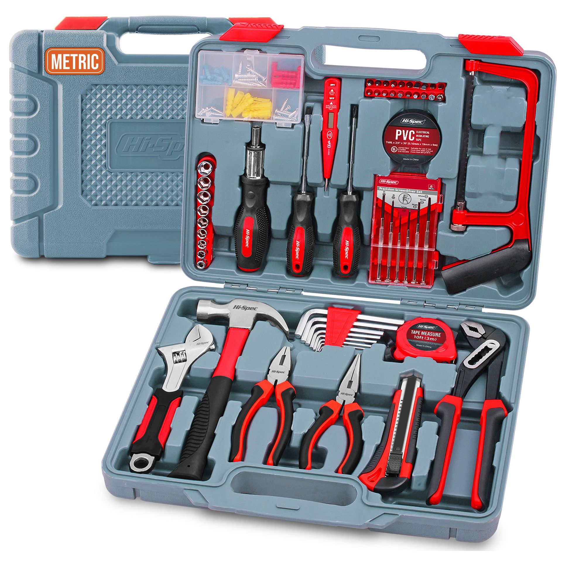 Hi-Spec 120件套家用工具组套 锤子螺丝刀螺丝刀五金工具箱跨境