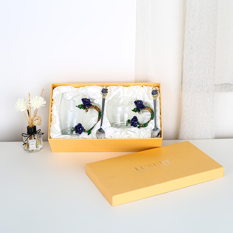 Rose esmalte taza de vidrio hogar resistente a altas temperaturas taza de separación de té de oficina juego de té pareja taza de regalo fábrica