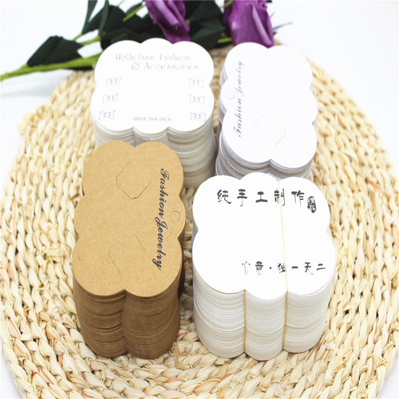 儿童发饰双孔发夹卡片英文饰品包装手工diy饰品配件白色头饰卡片