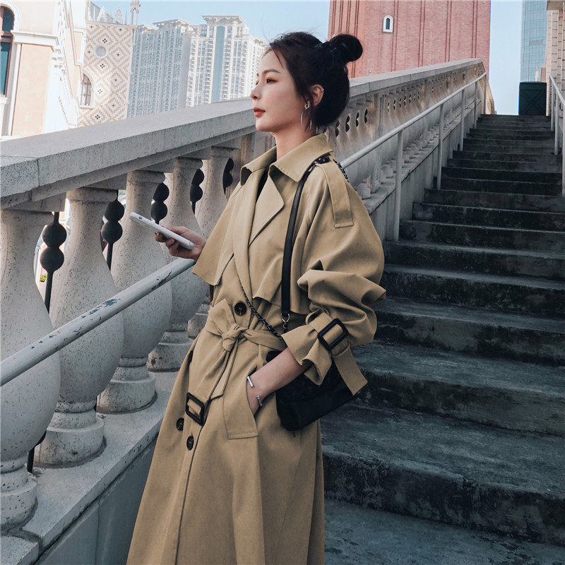 Long spring trench coat