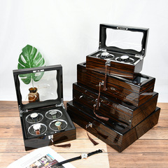 High-end multi-layer black sandalwood aluminum ring flip open window storage display box wooden watch box wholesale