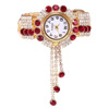 Fashionable metal watch with tassels, quartz bracelet, city style, Korean style, diamond encrusted