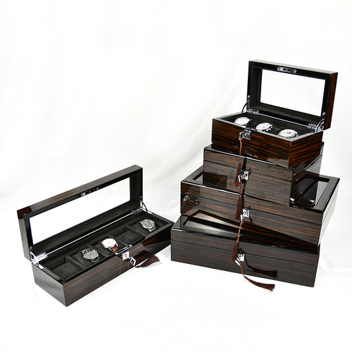 High-end wooden multi-window ebony watch box watch storage box collection box wholesale customized