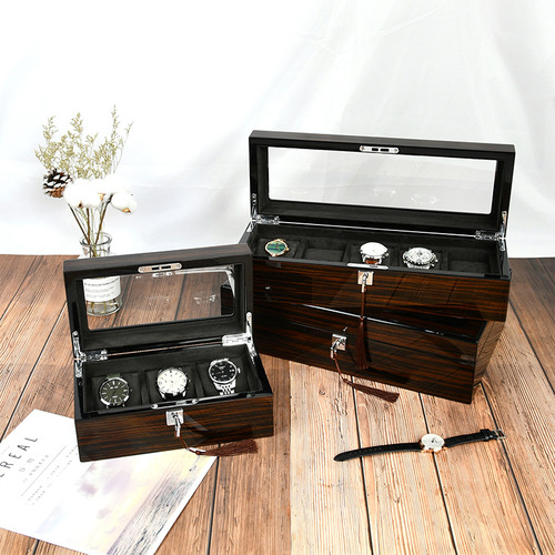 High-end wooden multi-window ebony watch box watch storage box collection box wholesale customized