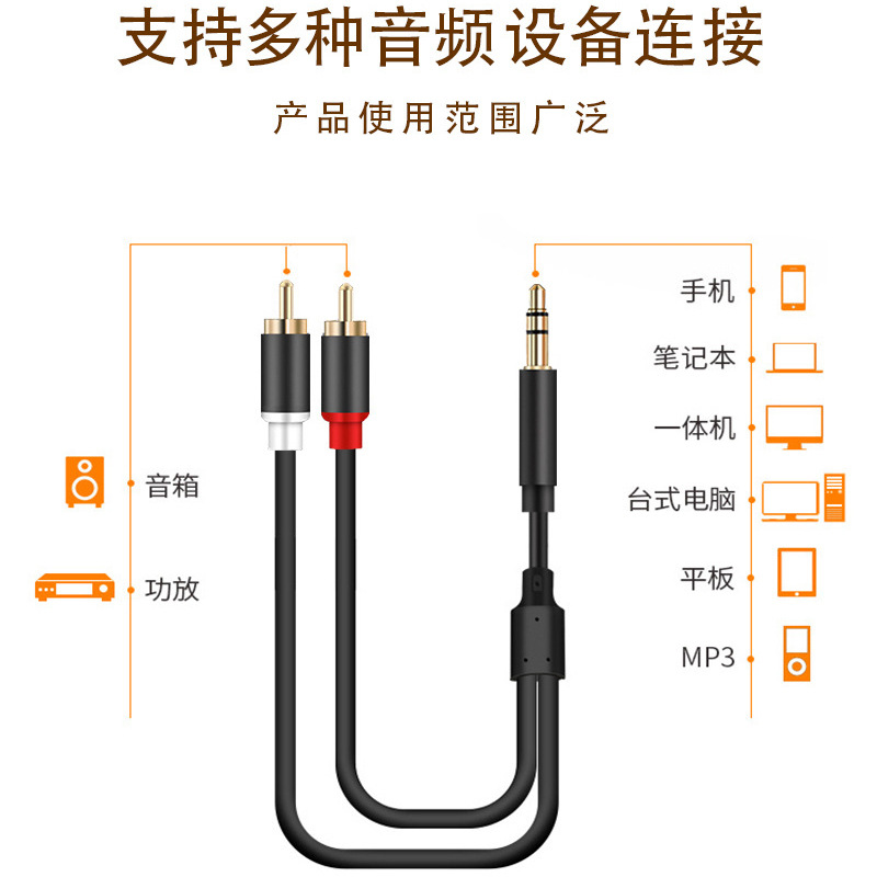 3,5mm a 2rca cable de audio de loto tipo-c cable para Huawei teléfono móvil cable de audio ordenador al por mayor