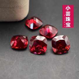 5A肥正方形红宝石裸石红刚玉 枕形人造红宝石Ruby戒面裸钻