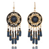 Beads, fashionable retro golden earrings, accessory with tassels, suitable for import, European style, wholesale