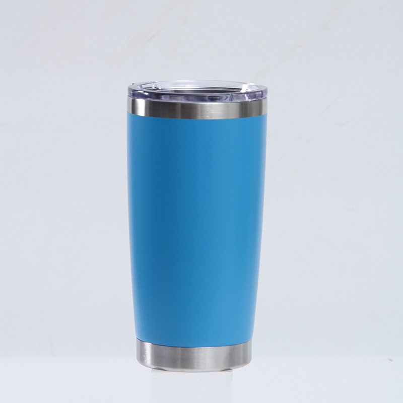 Transfronterizo 20oz taza de coche 304 de acero inoxidable de pulverización de plástico de doble capa de vacío coche helado taza bebida cerveza taza de vacío