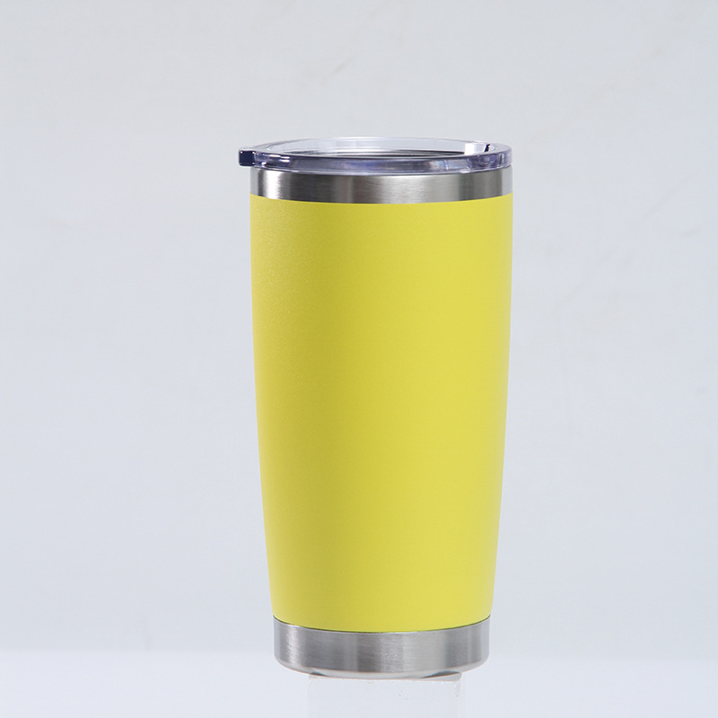 Transfronterizo 20oz taza de coche 304 de acero inoxidable de pulverización de plástico de doble capa de vacío coche helado taza bebida cerveza taza de vacío