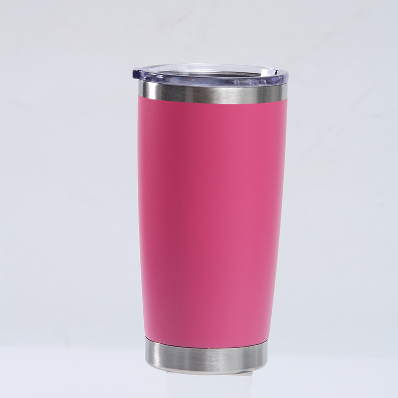 Transfronterizo 20oz taza de coche 304 de acero inoxidable de pulverización de plástico de doble capa de vacío coche helado taza bebida cerveza taza de vacío