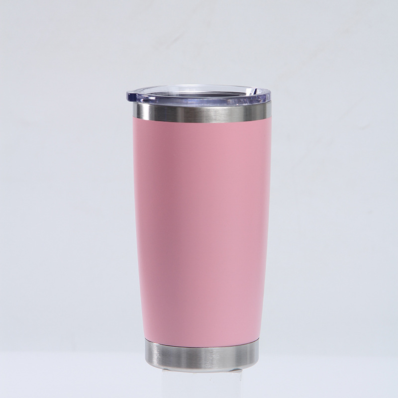 Transfronterizo 20oz taza de coche 304 de acero inoxidable de pulverización de plástico de doble capa de vacío coche helado taza bebida cerveza taza de vacío