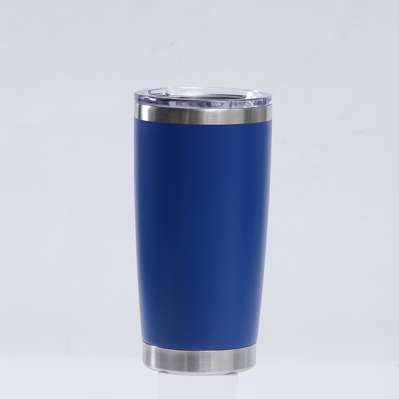 Transfronterizo 20oz taza de coche 304 de acero inoxidable de pulverización de plástico de doble capa de vacío coche helado taza bebida cerveza taza de vacío