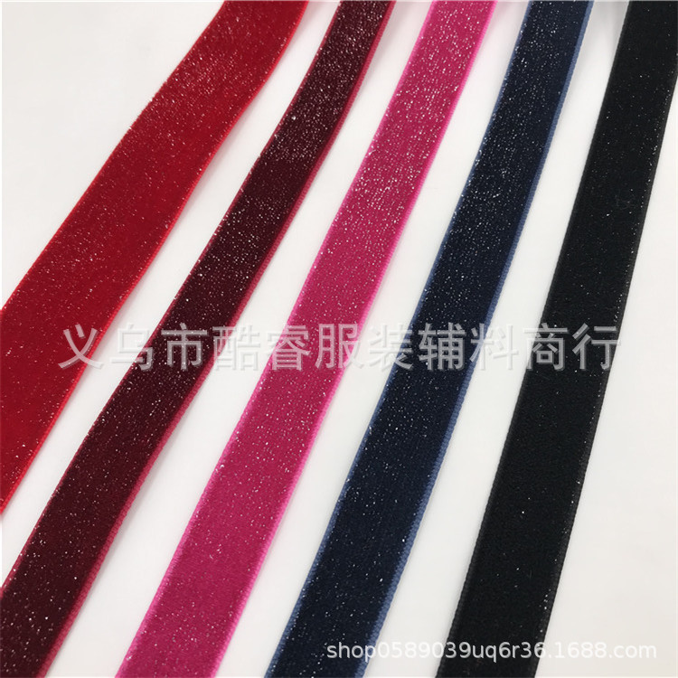 【三顶织带】厂家直销3.8cm闪光星点绒带 夹银丝天鹅绒发饰丝带